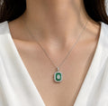 18KT White Gold Emerald & Diamond Necklace – EMDN031 INLN (etsy image id: 8039024839)
