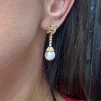 18K Yellow Gold Diamond & Pearl Drop Earrings – 1.00CT | IJST (etsy image id: 8055883577)