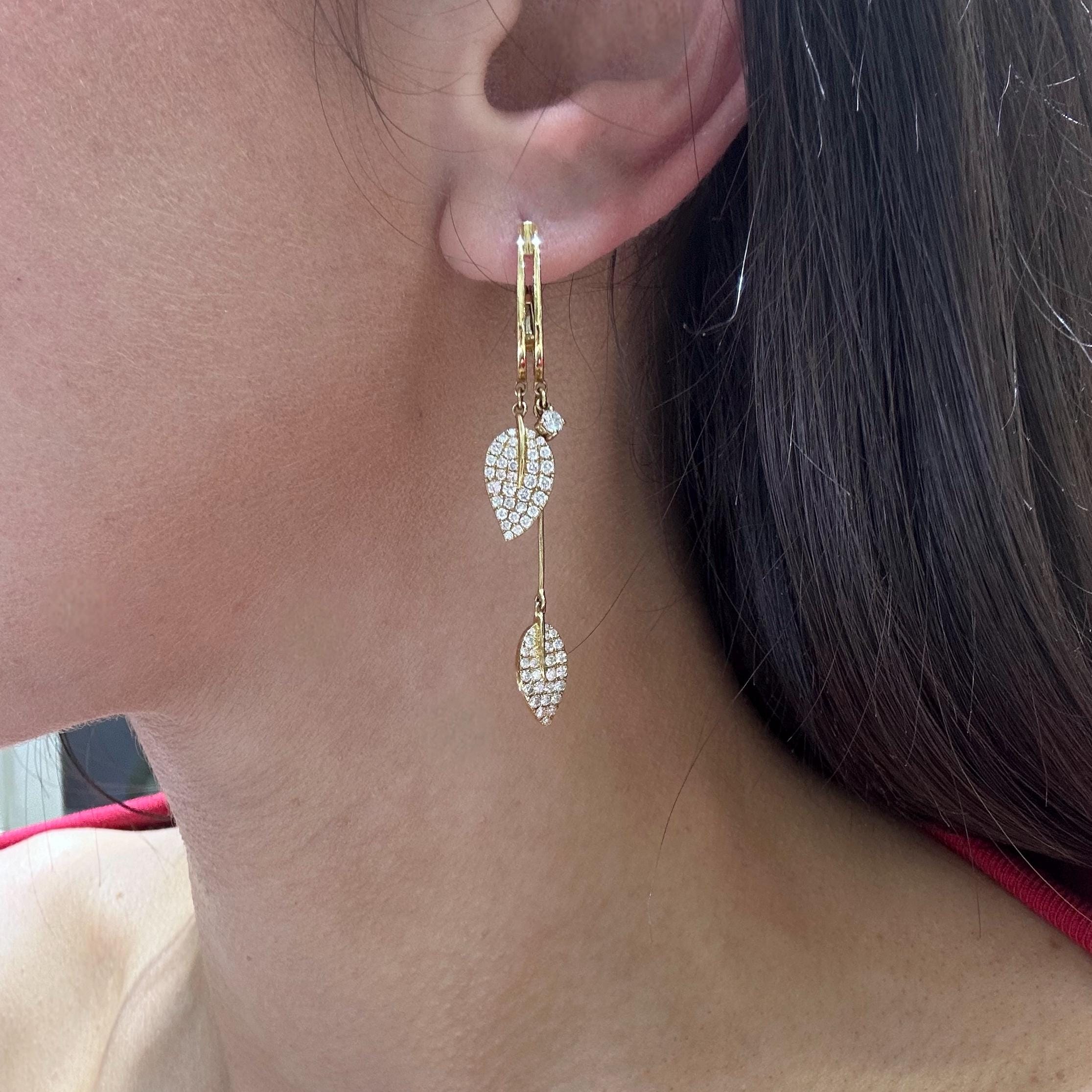 18K Yellow Gold 1.40ct Diamond Earrings R16757 IAGJ (etsy image id: 8055934601)