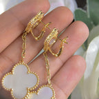 18K Yellow Gold Mother of Pearl Clover Drop Earrings – LTJ (etsy image id: 8056161007)