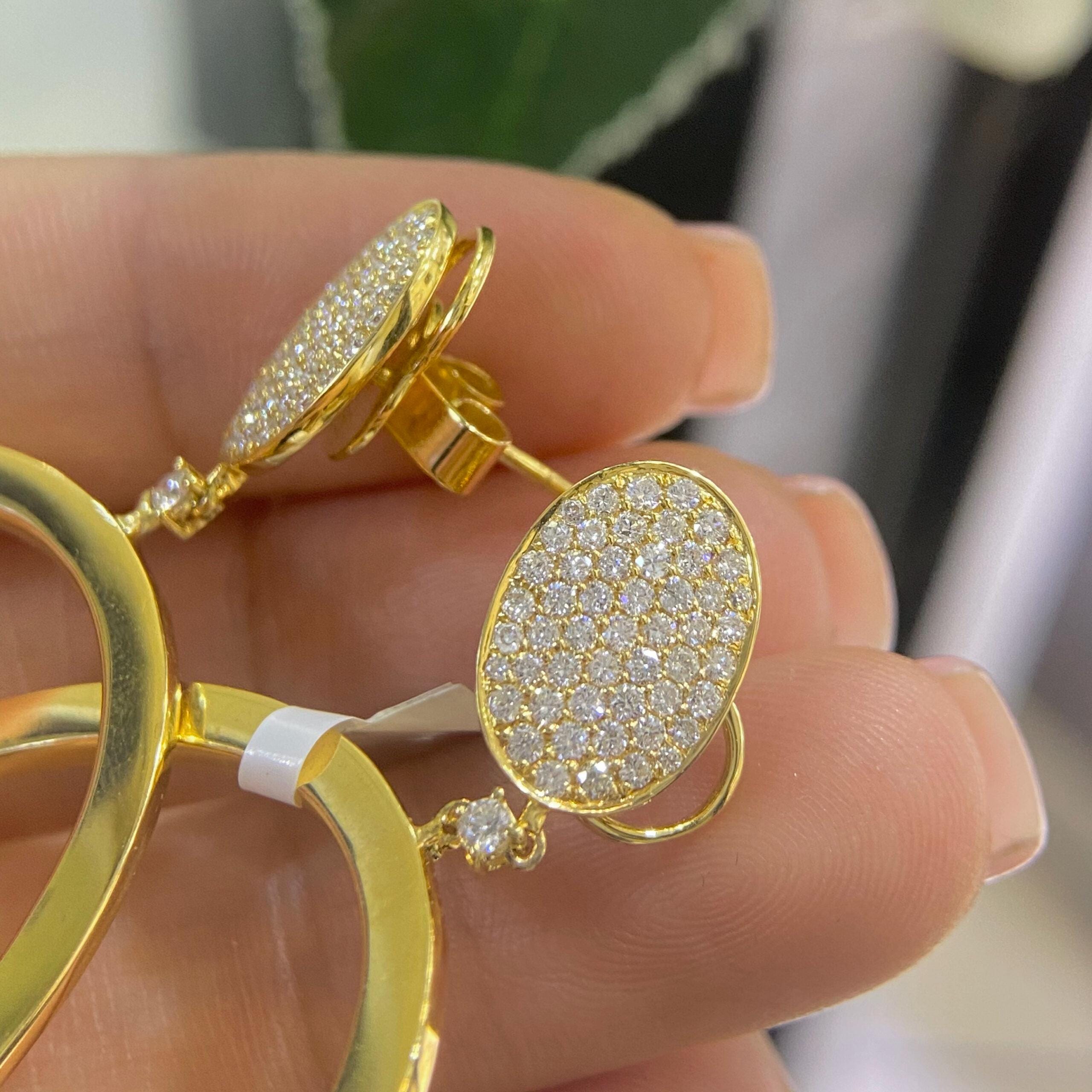 18K Yellow Gold Diamond Oval Drop Earrings 1.03CT G-H SI – TE3314-1 GNLT (etsy image id: 8056178019)