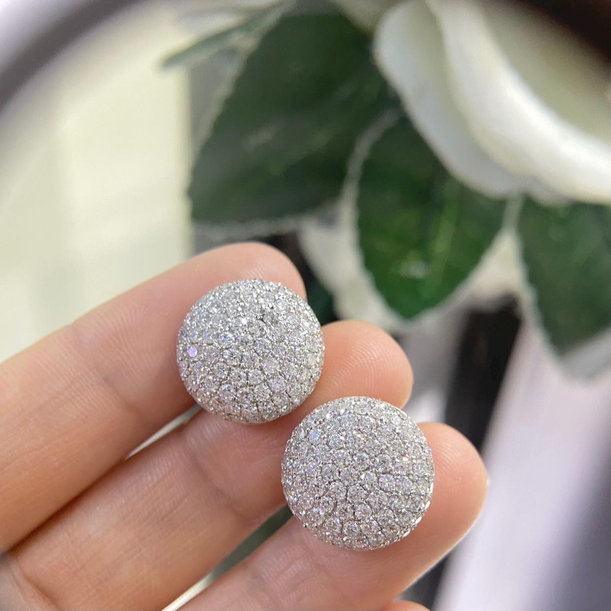 18K White Gold Earrings 3.27ct in Natural Diamonds. GTJJ (etsy image id: 8056417655)
