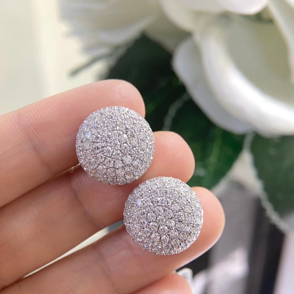 18K White Gold Earrings 3.27ct in Natural Diamonds. GTJJ (etsy image id: 8056417671)