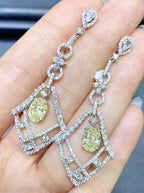 Fancy Light Yellow Diamond Dangle Earrings 6.62CT in 18K White Gold (etsy image id: 8056476087)