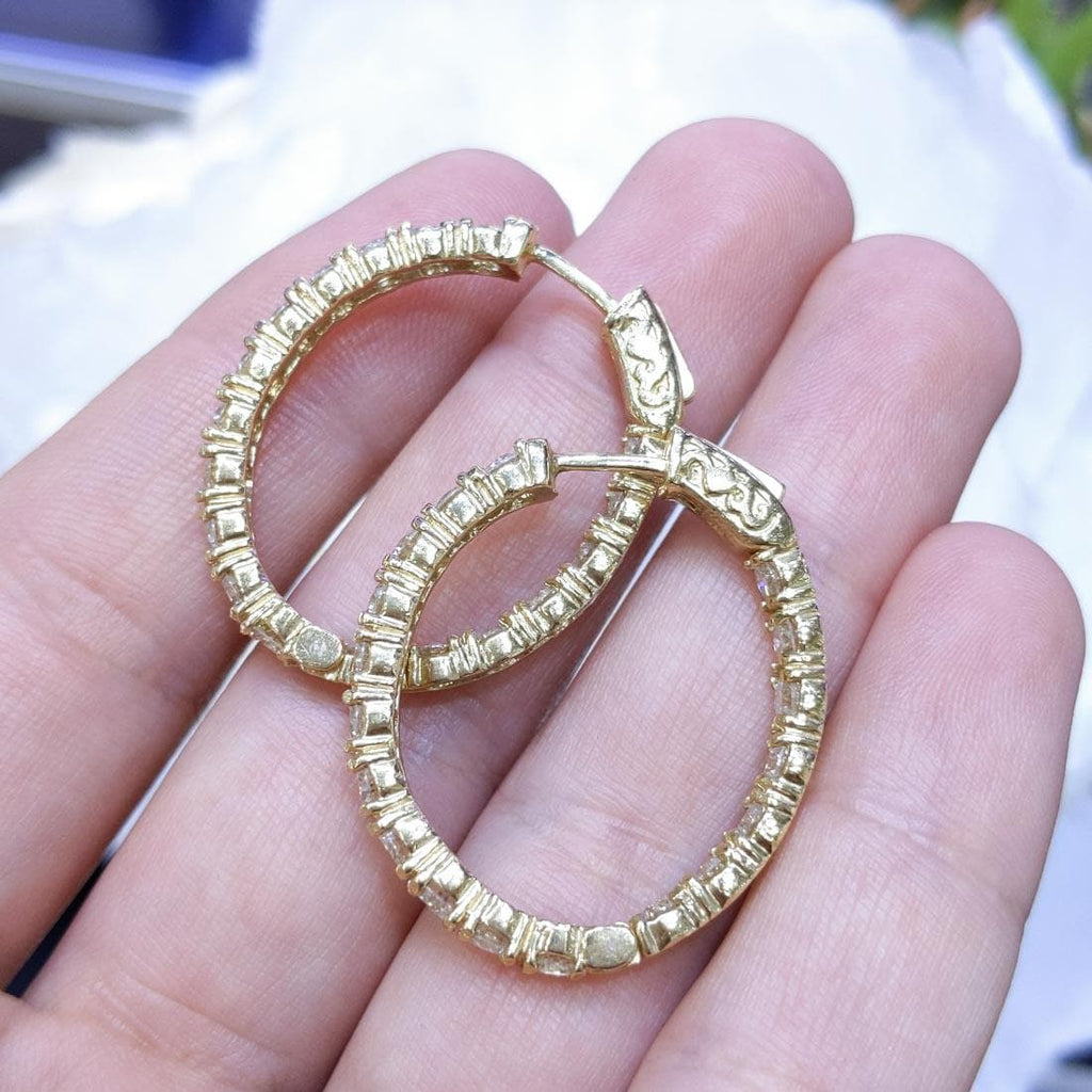 14K Yellow Gold Inside-Out Oval Diamond Hoop Earrings – 4.15CT | DIER035 (etsy image id: 8059116281)