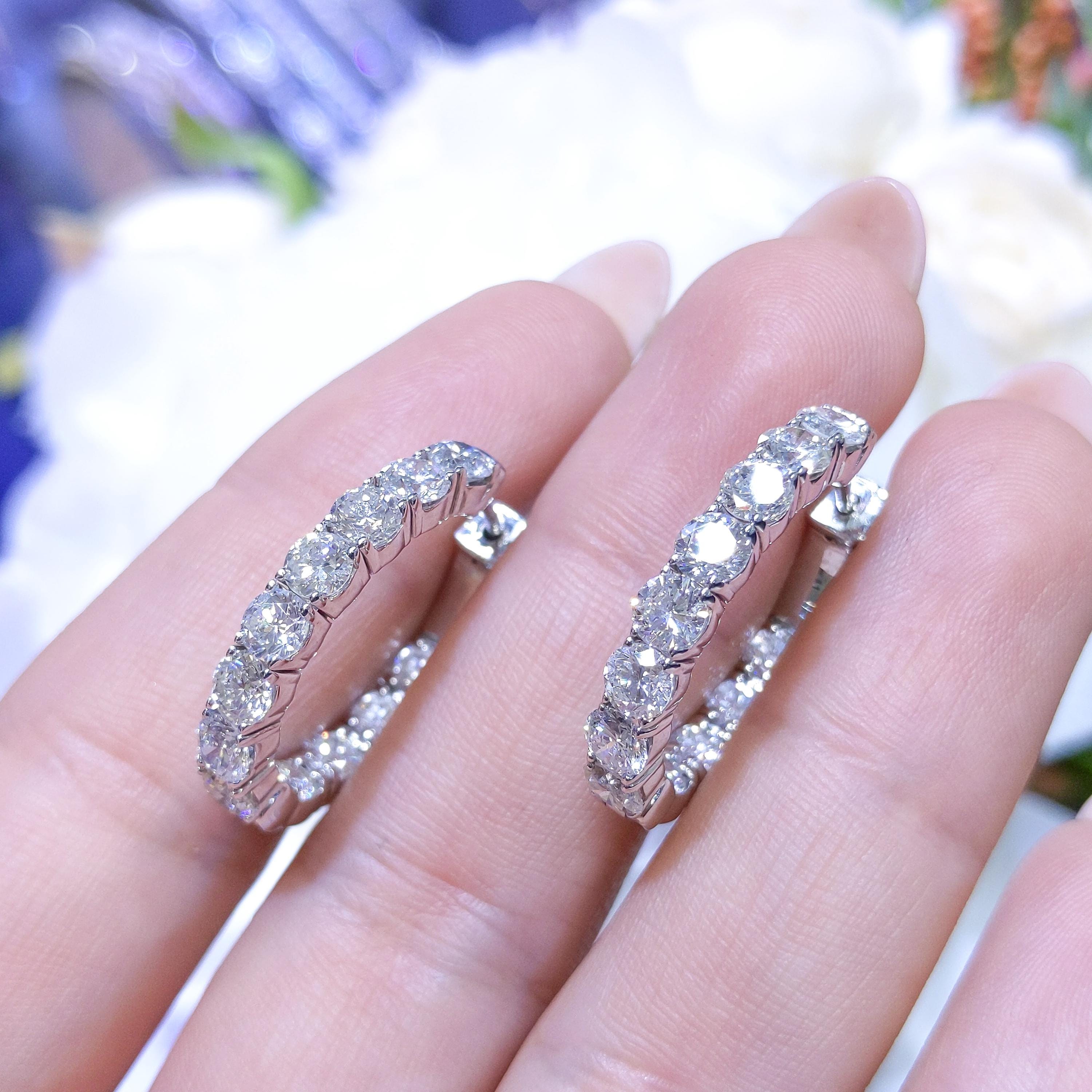 Inside-Out 4.10ct Diamond Hoop Earrings DIEAR011 (etsy image id: 8059463453)