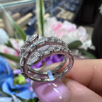 White Gold Pear & Baguette Three Row Spiral Diamond Ring AR17323-006/GNIT (etsy image id: 8063679641)