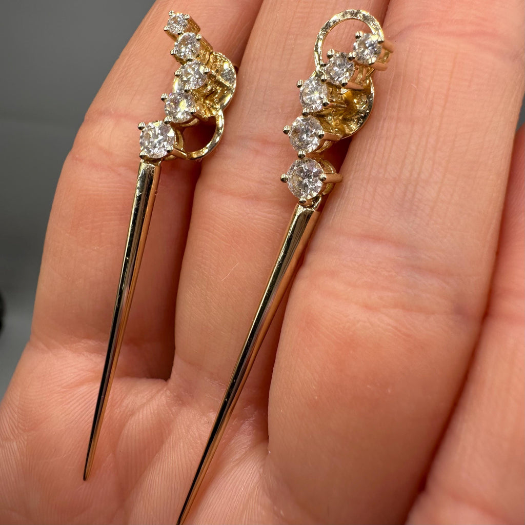 14K Yellow Gold 1.44CT Diamond Drop Earrings YKE00286-003 GIJJ __etsy:8120118387