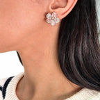 14K Rose Gold Pink Mother-of-Pearl and 1.63ct Diamond Flower Earrings __etsy:8149926855