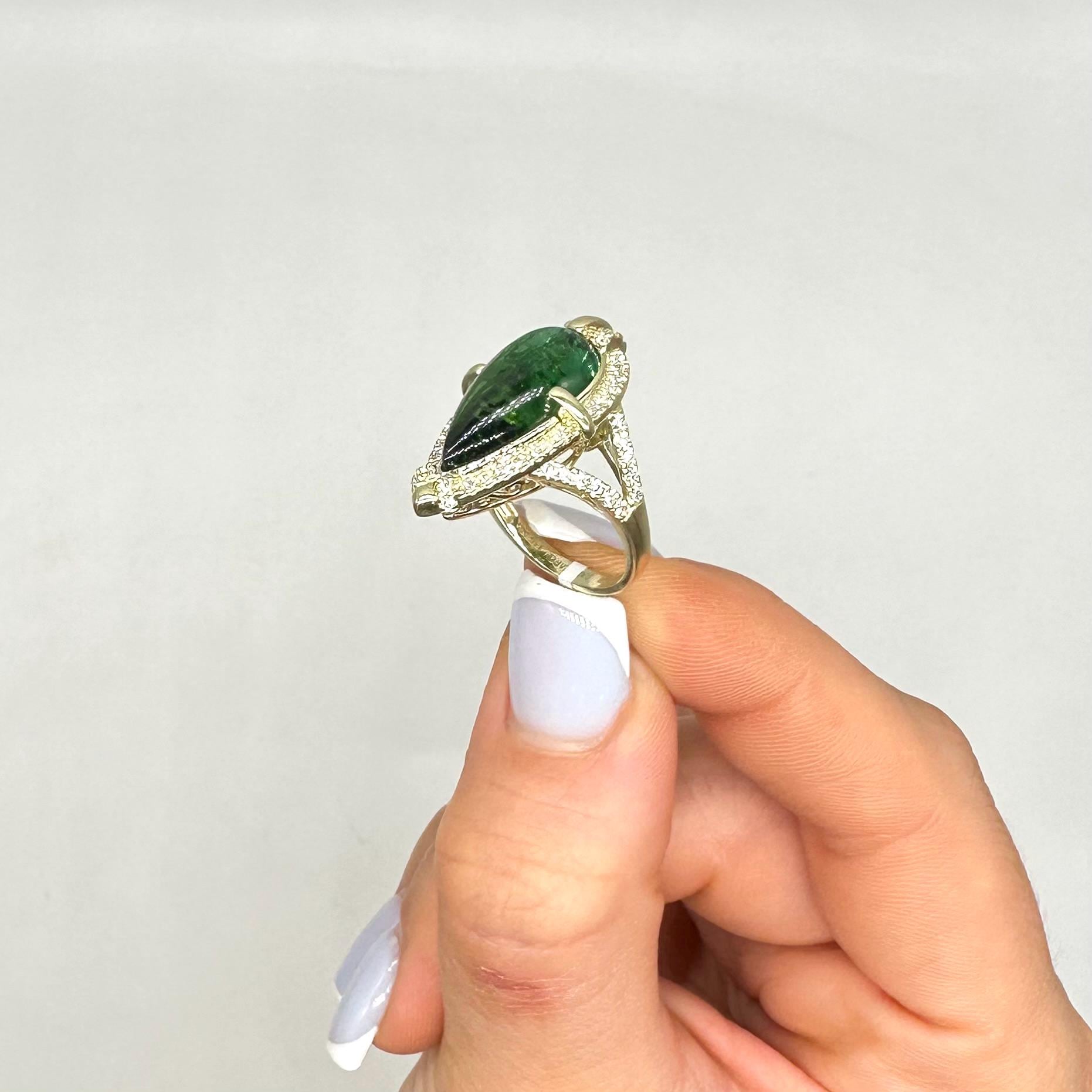 14K Yellow Gold Tourmaline & Diamond Ring – 8.48 CT Tourmaline, 0.65 CT Diamonds