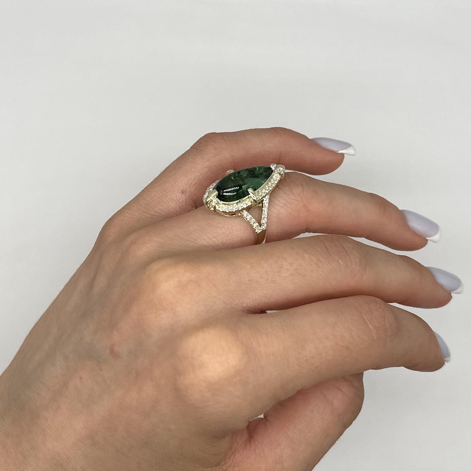 14K Yellow Gold Tourmaline & Diamond Ring – 8.48 CT Tourmaline, 0.65 CT Diamonds