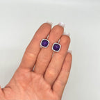 14K White Gold Diamond & Amethyst Drop Earrings DC-E14077-37