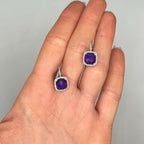 14K White Gold Diamond & Amethyst Drop Earrings DC-E14077-37