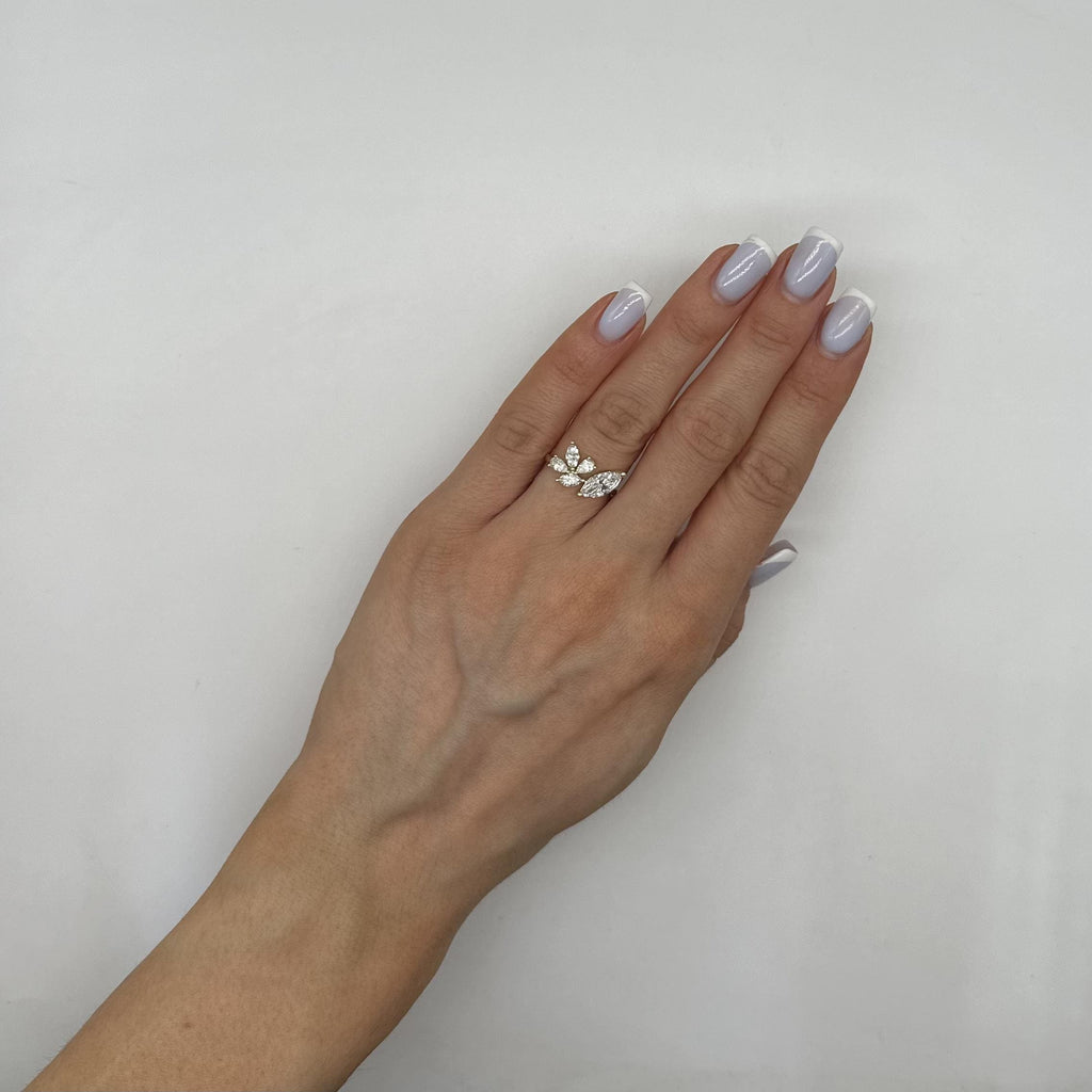 14K Yellow Gold 2.00CT Lab Diamond Marquise & Pear Ring DC-R15641-2