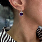 14K White Gold Diamond & Amethyst Drop Earrings DC-E14077-37