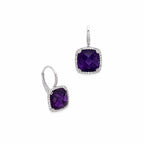14K White Gold Diamond & Amethyst Drop Earrings DC-E14077-37