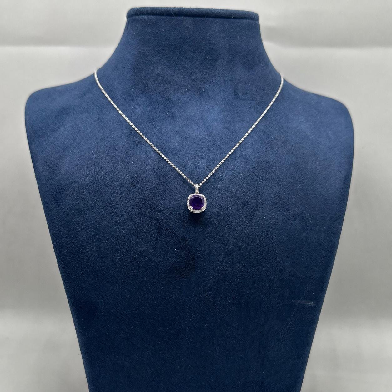 14K White Gold Amethyst & Diamond Halo Pendant Necklace – 1.40CT Amethyst DC-N13457-59