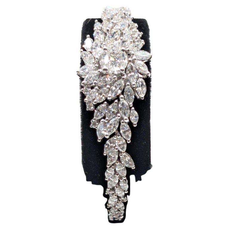 18k White Gold Diamond Bracelet with Marquise and Round Cut Diamonds DB044 TTTJ