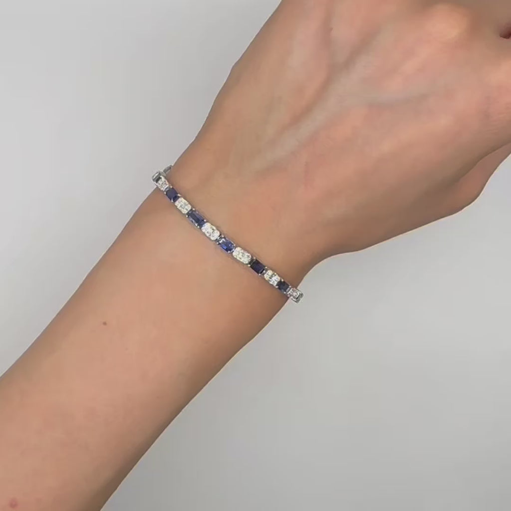 18K White Gold Bracelet with 1.44ct Diamonds and 5.78ct Sapphires SDB111 NJZL