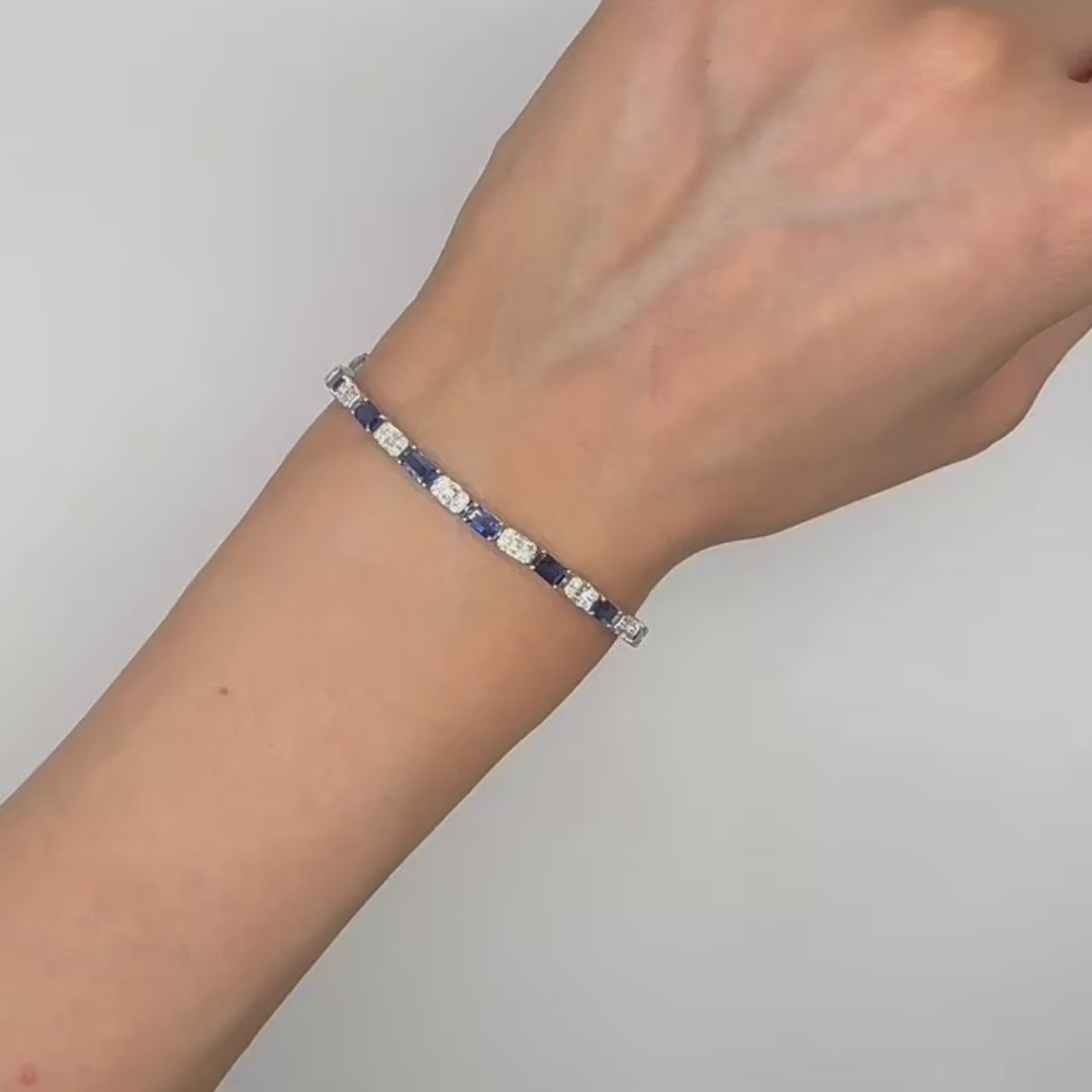 18K White Gold Bracelet with 1.44ct Diamonds and 5.78ct Sapphires SDB111 NJZL