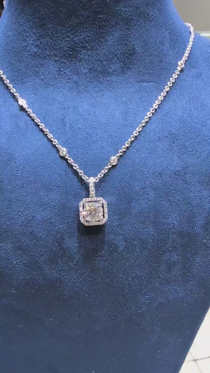 14Kt White Gold  Diamond Pendant with 2.03ct Lab Diamond,G color ,VS1 clarity with 0.45ct diamonds on the sides