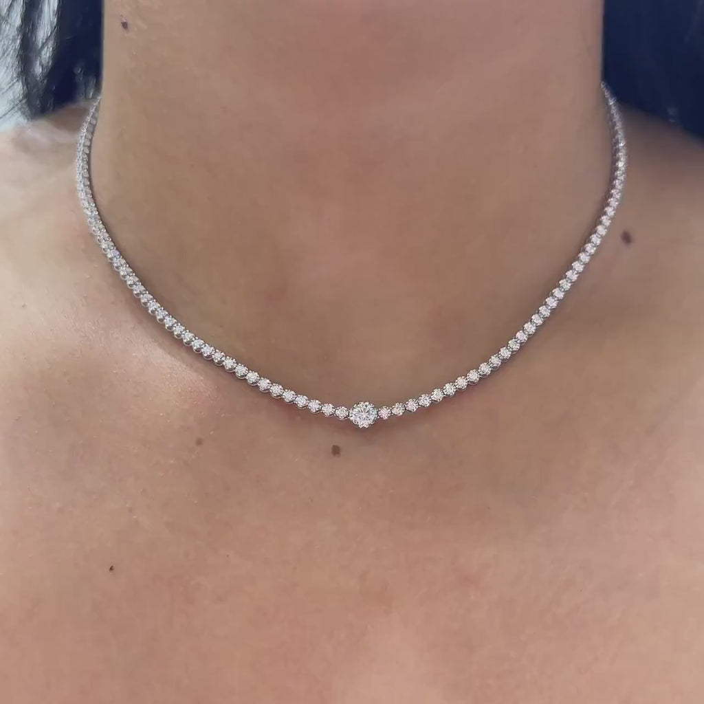 White Gold Three Quarter Diamond Tennis Necklace