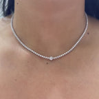 White Gold Three Quarter Diamond Tennis Necklace