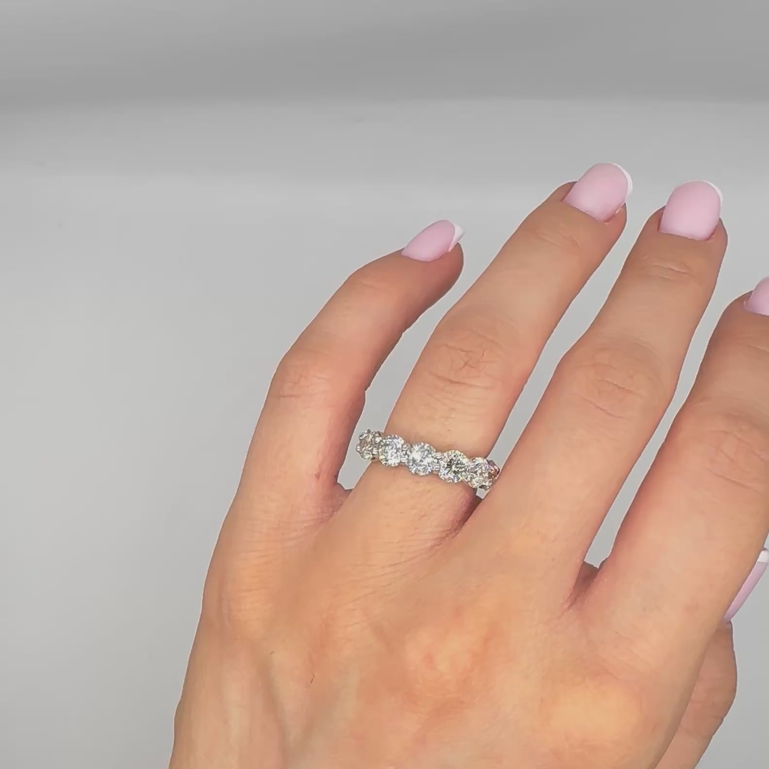 14K White Gold Round Diamond Eternity Band Ring – 6.59CT WB027 IIJJJ