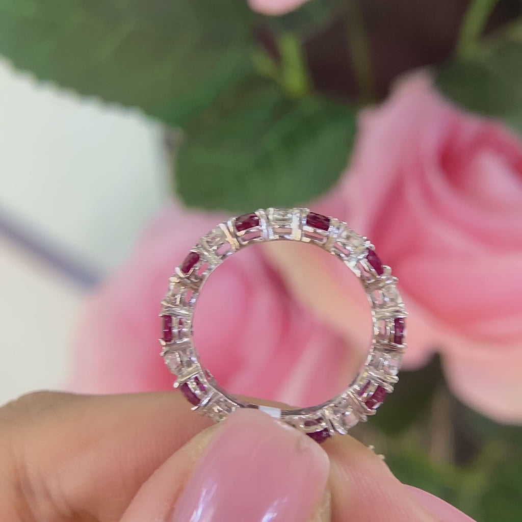18K White Gold Ruby & Diamond Eternity Ring – 2.96CT Rubies / 1.07CT Diamonds | BA36WBR