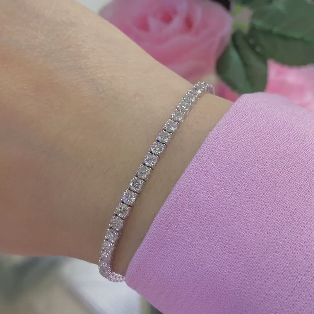 14K White Gold Natural Diamond 6.40ct Tennis Bracelet DB097 TGEJ