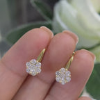 14K Yellow Gold  little Flowers 0.77ct in Diamonds Earrings