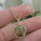 14K Yellow Gold 2.58ct Black Opal Pendant with 0.13 diamonds DCN13881-1 .ATJ