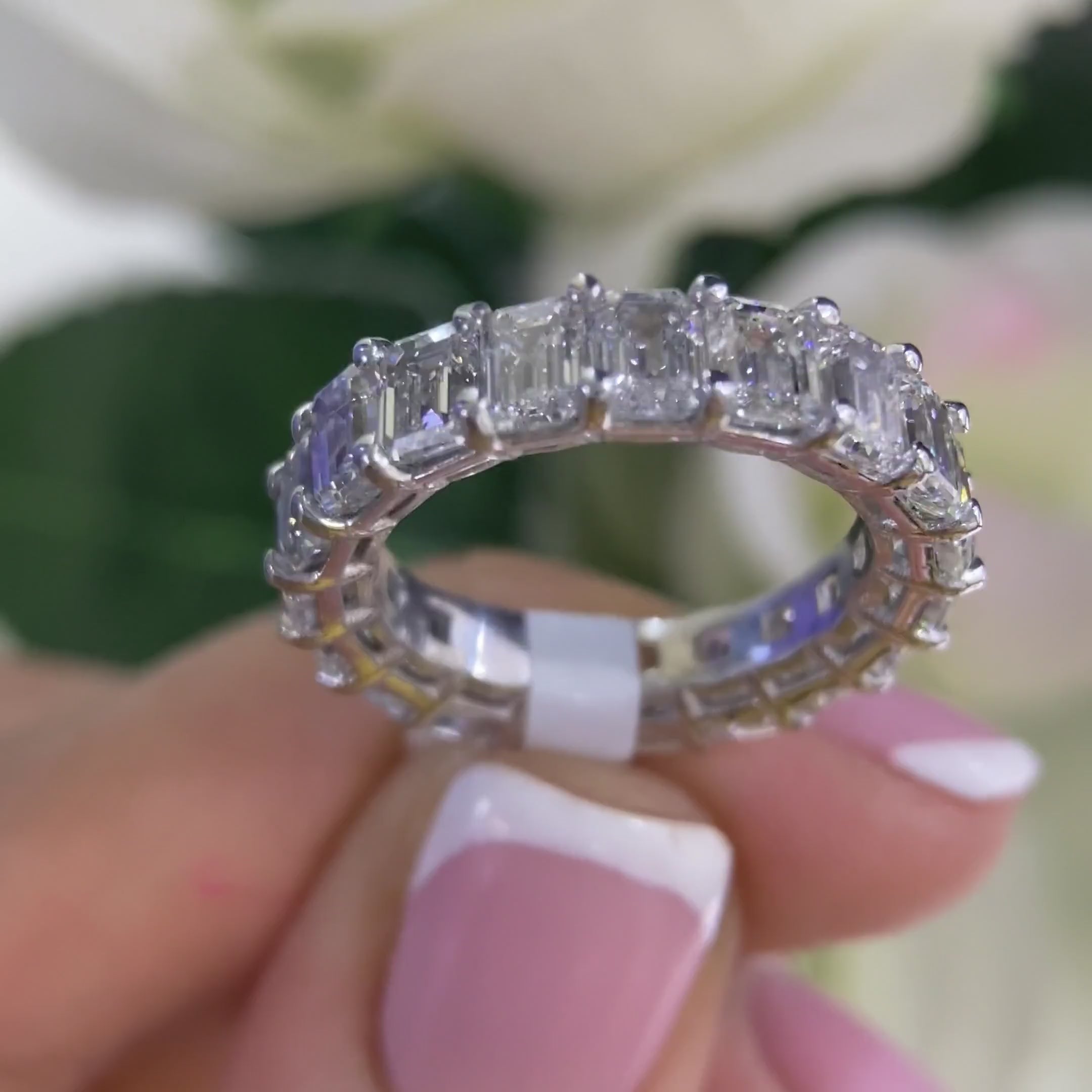 Platinum Emerald Cut Diamond Eternity Band – 7.58CT F/VS2 | WB681