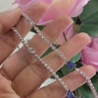 18K White Gold Tennis Necklace with 1.94ct Natural Sapphires & 3.02ct in Natural Diamonds