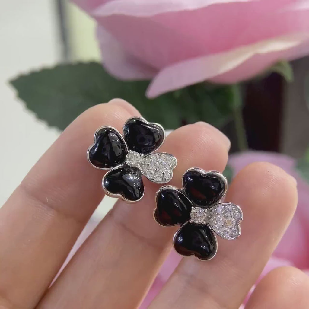 18K Flower Style 0.60ct Natural Diamonds Earrings. LN352BY TGT