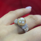 18K White Gold Natural Pearl & Diamond Ring – 1.10CT Diamonds | PEARL01