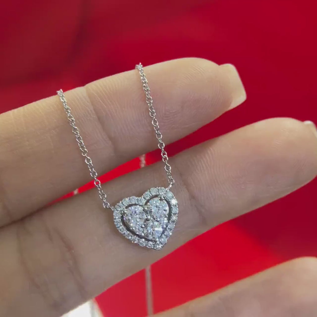 14K White Gold 0.66ct Heart Diamond Pendant