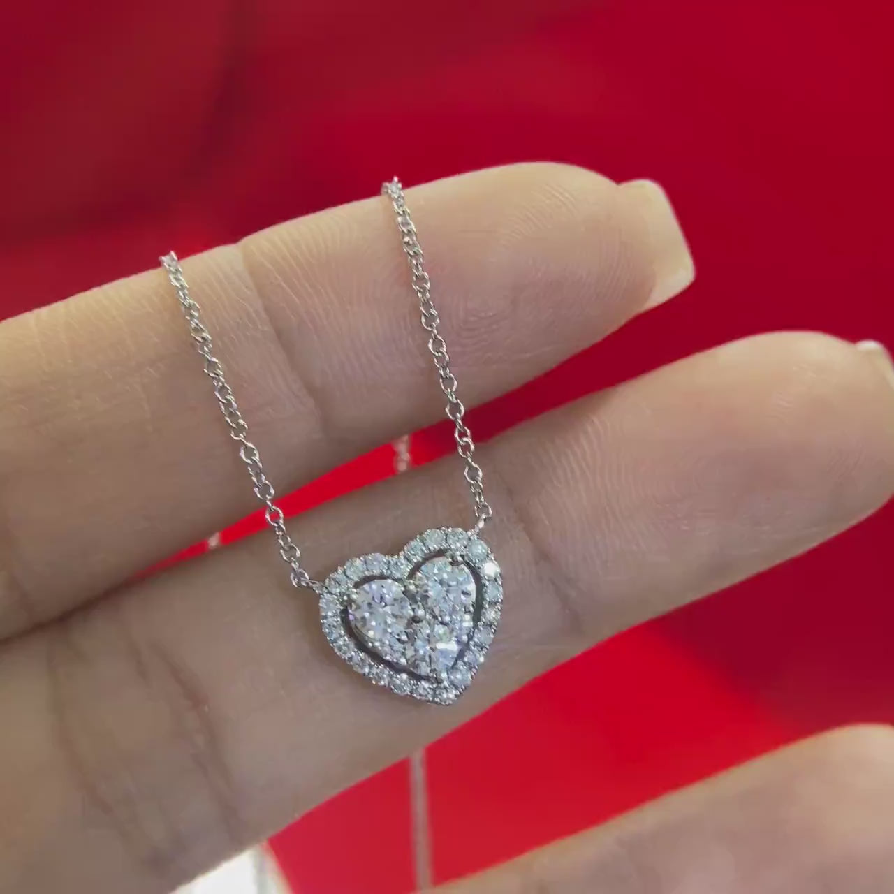 14K White Gold 0.66ct Heart Diamond Pendant