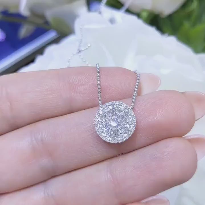 Invisible Set E Color 1.06cts Round Diamond Cluster Inside A Halo Pendant