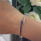 14Kt White Gold Diamond Sapphire Bracelet Bangle with 1.44ct rd Diamonds & 1.85ct. rd Sapphires . G-H color,GTJJ.