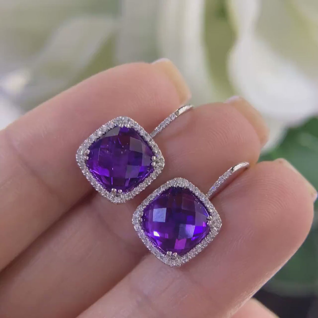 14K White Gold 4.98ct Amethyst Earrings