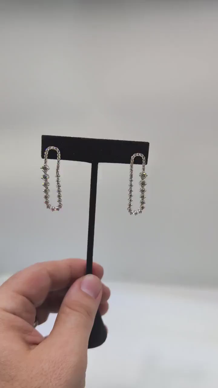 14k White Gold Brilliant Natural Diamond Drop Dangling Earring