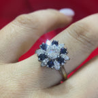 18K Yellow & White Gold Sapphire & Diamond Flower Ring – 0.60CT Sapphire / 1.00CT Diamonds | SDR007