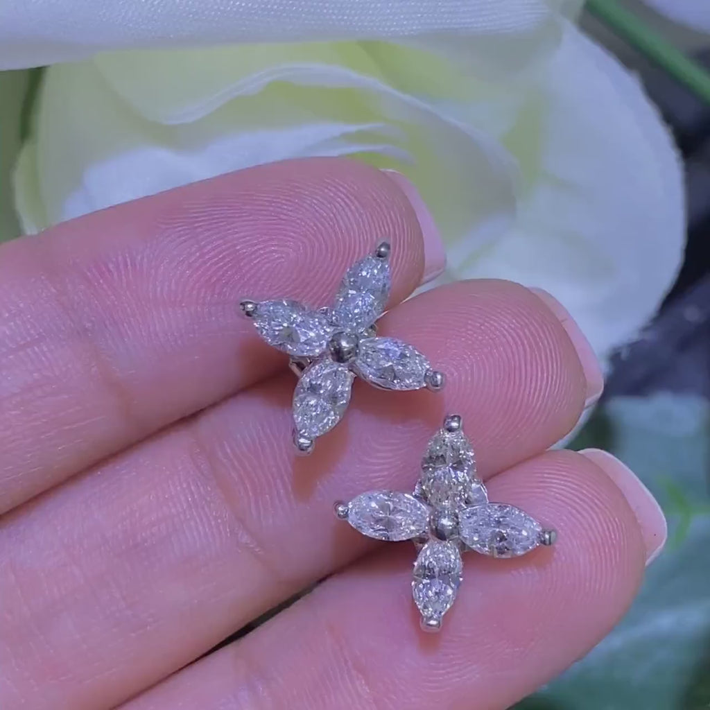 2.15CT Marquise Diamond Stud Earrings in 14K White Gold – IZJJ
