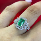 18K White Gold Natural Emerald & Diamond Ring – 1.25CT Emeralds / 1.11CT Diamonds | EMR009 ILJJ