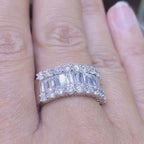 Diamond Engagement Ring, Anniversary gift, Promise ring, 2.65CT Round and Baguette Shaped Diamonds Band