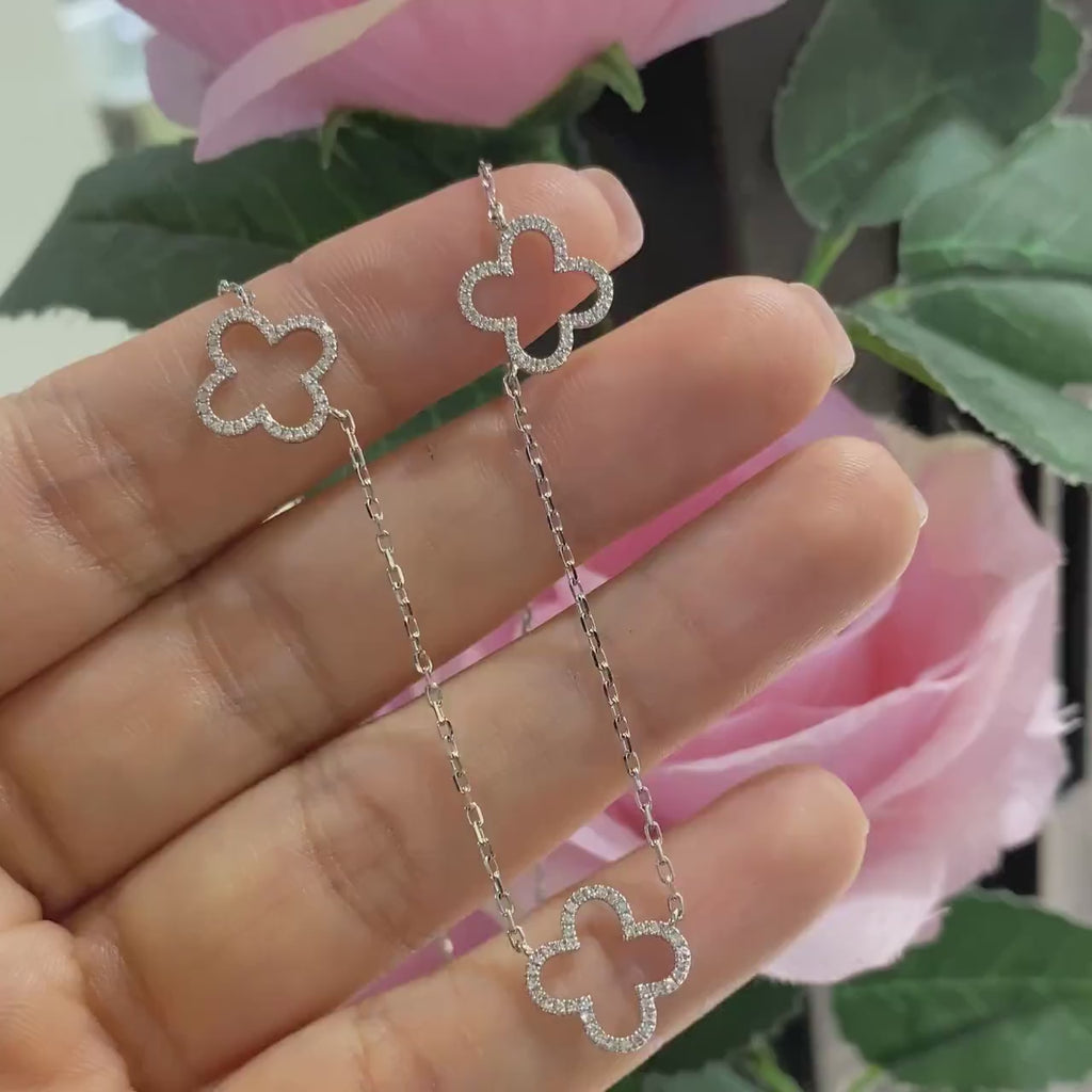 White Gold Necklace with Three Diamond Clover