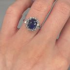 14K White Gold 2.91CT GIA Sapphire & 1.53CT Diamond Ring