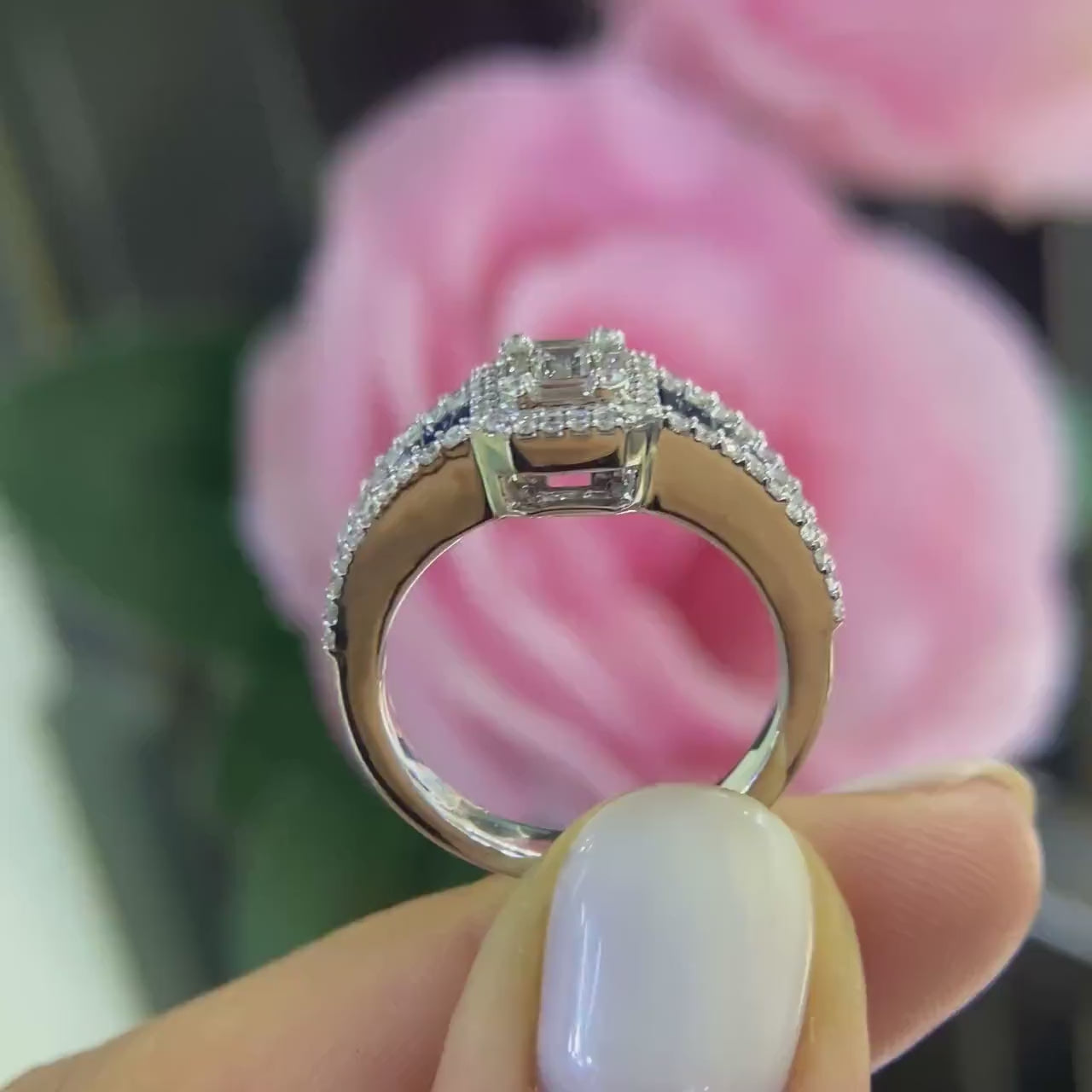 14K White Gold Ring 0.88ct in Sapphire and 0.69ct in Diamonds. RN4313SA003 ITTJ