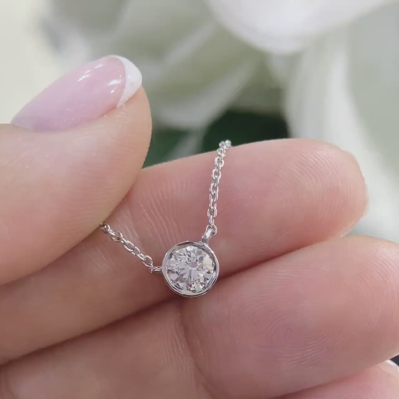 14K White Gold Natural Diamond 0.50ct Pendant Necklace. DP0023 LJJ